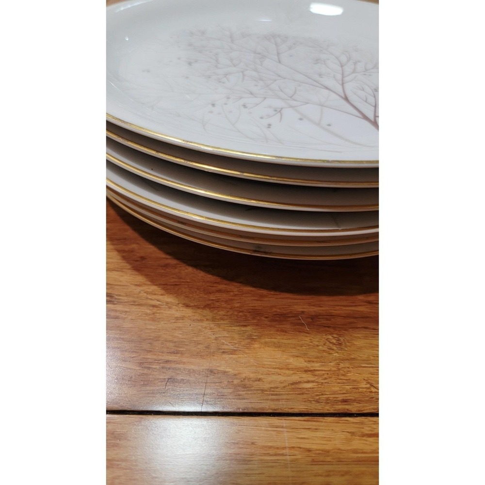 Rosenthal Continental Bramble Dinner Plate Set Of 6 Gold Rim White Porcelain - Picture 9 of 10